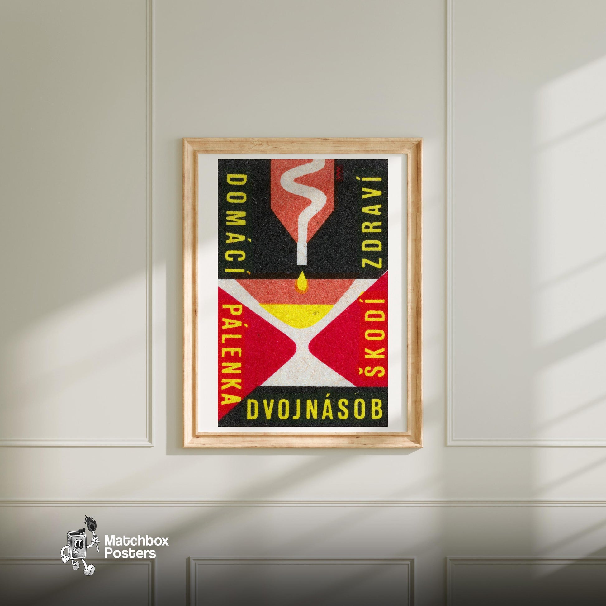 Distillation Apparatus - vintage matchbox label print - bedroom mockup