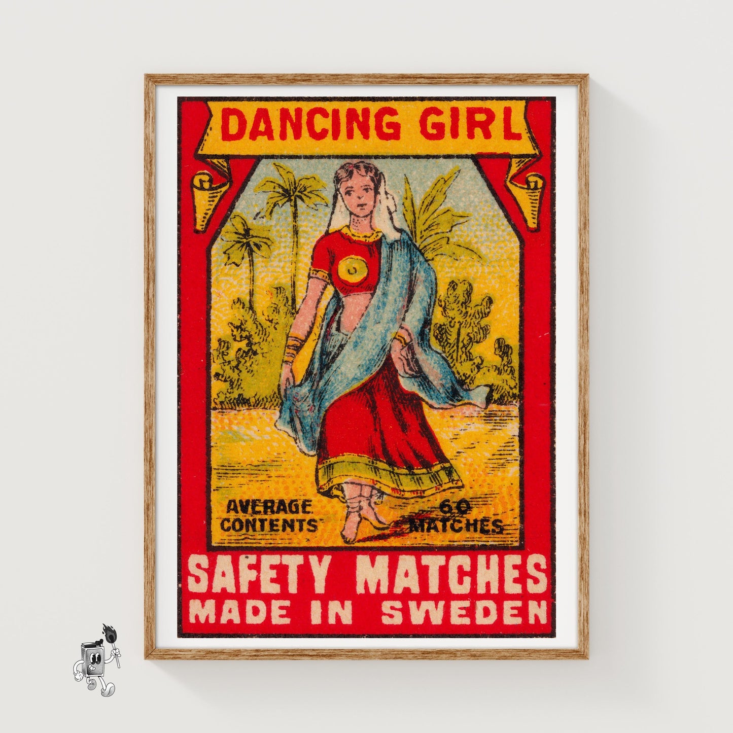 Dancing Girl - vintage matchbox label print