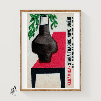 Brown Bottle - vintage matchbox label print
