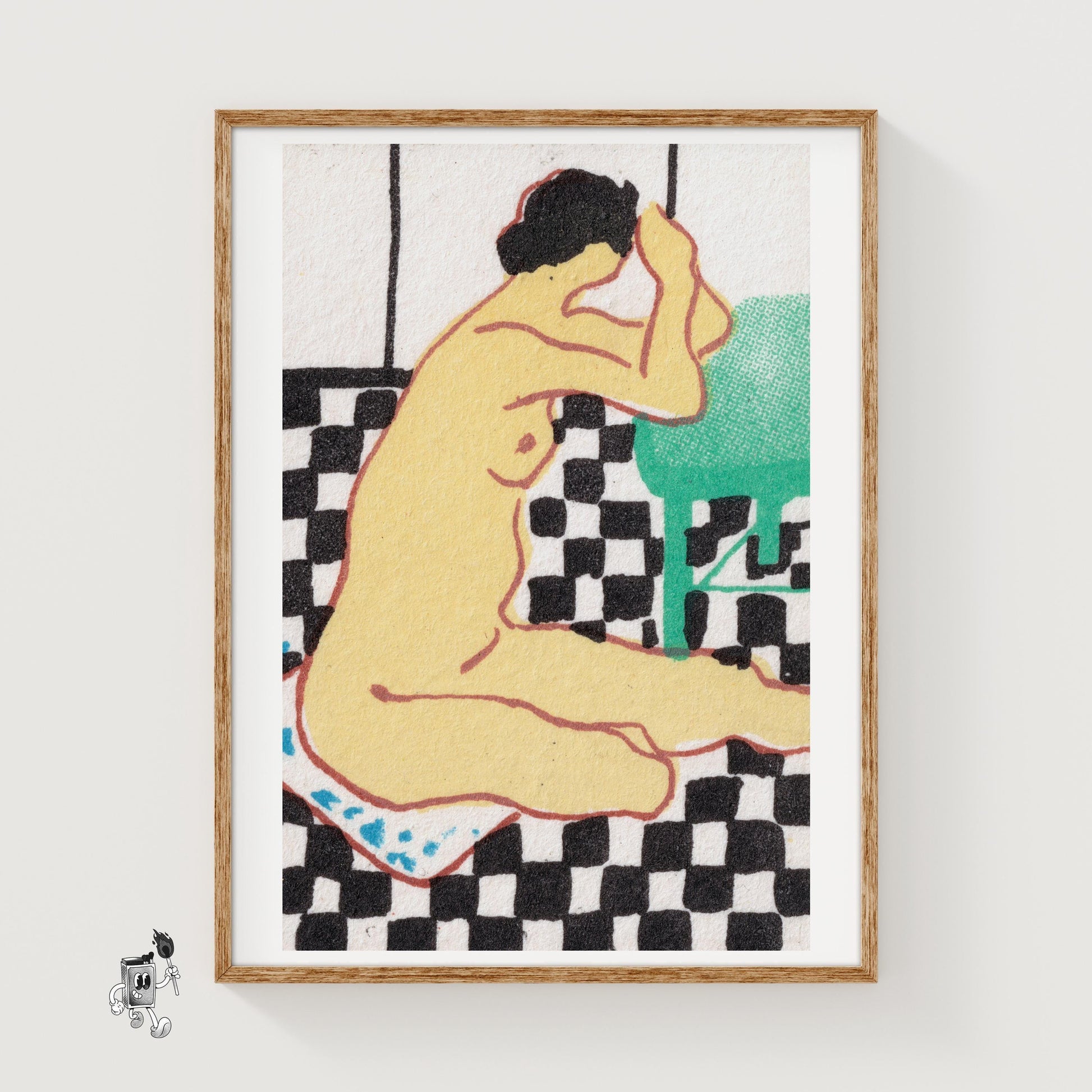 Seated Woman - vintage matchbox label print
