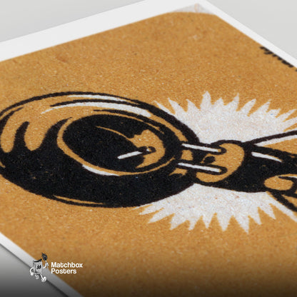 Broken Power Plug - vintage matchbox label print - close-up detail