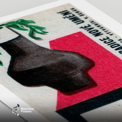 Brown Bottle - vintage matchbox label print - close-up detail