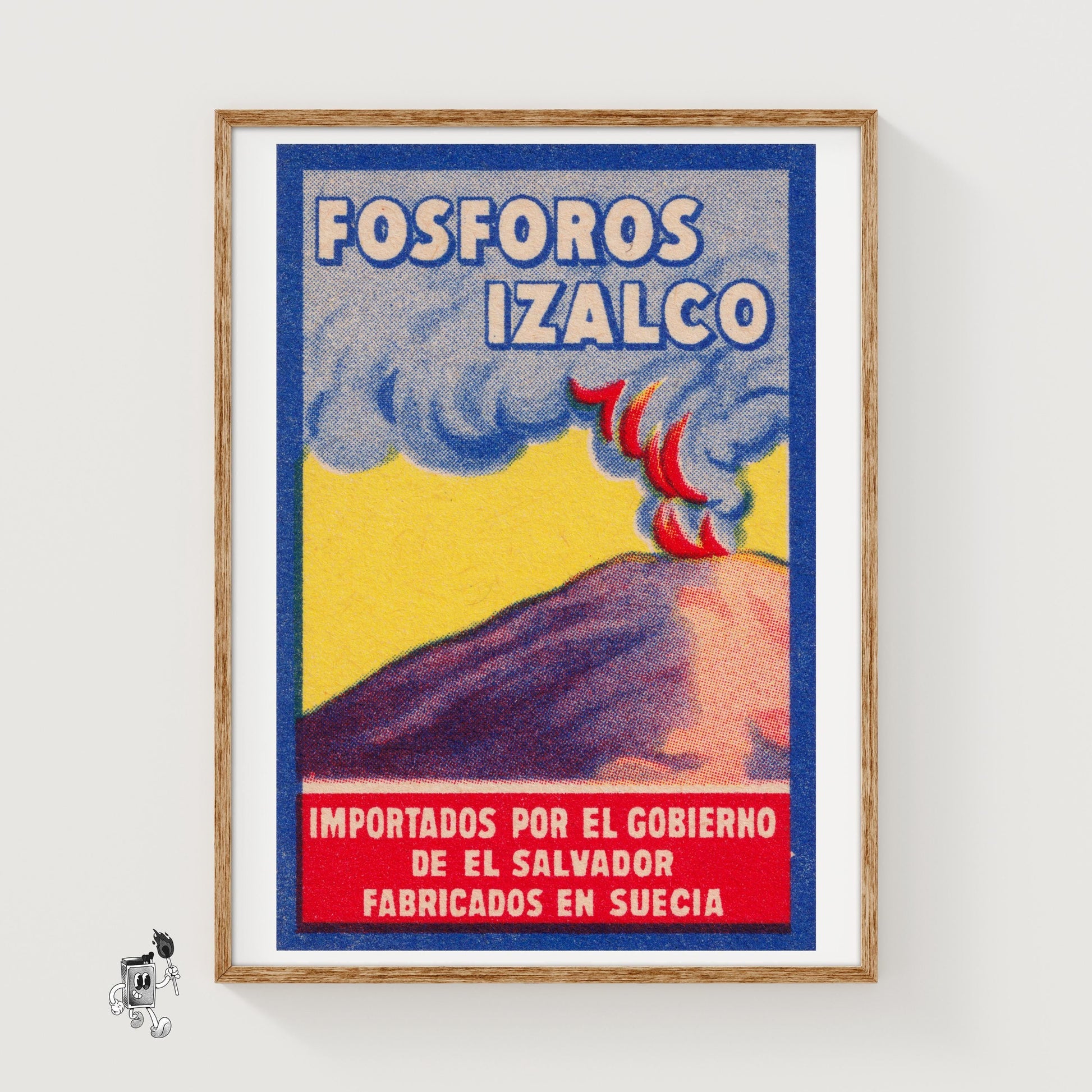Erupting Volcano - vintage matchbox label print