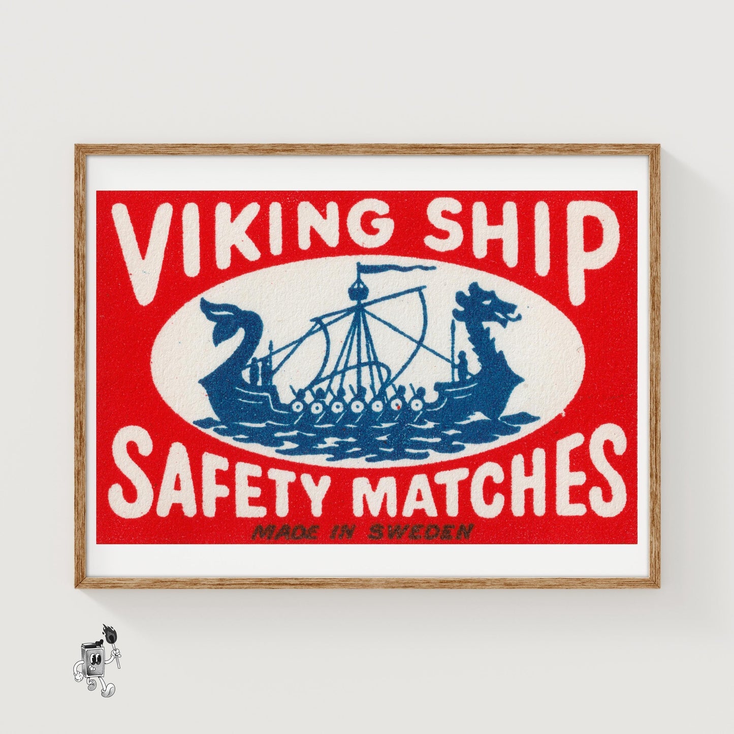 Viking Ship - vintage matchbox label print