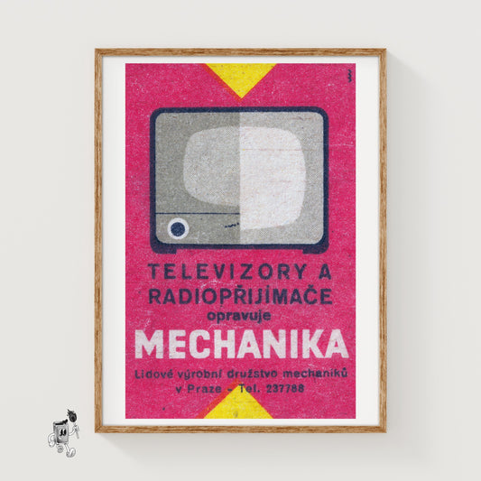 Vintage Television Matchbox Art Print - vintage matchbox label print