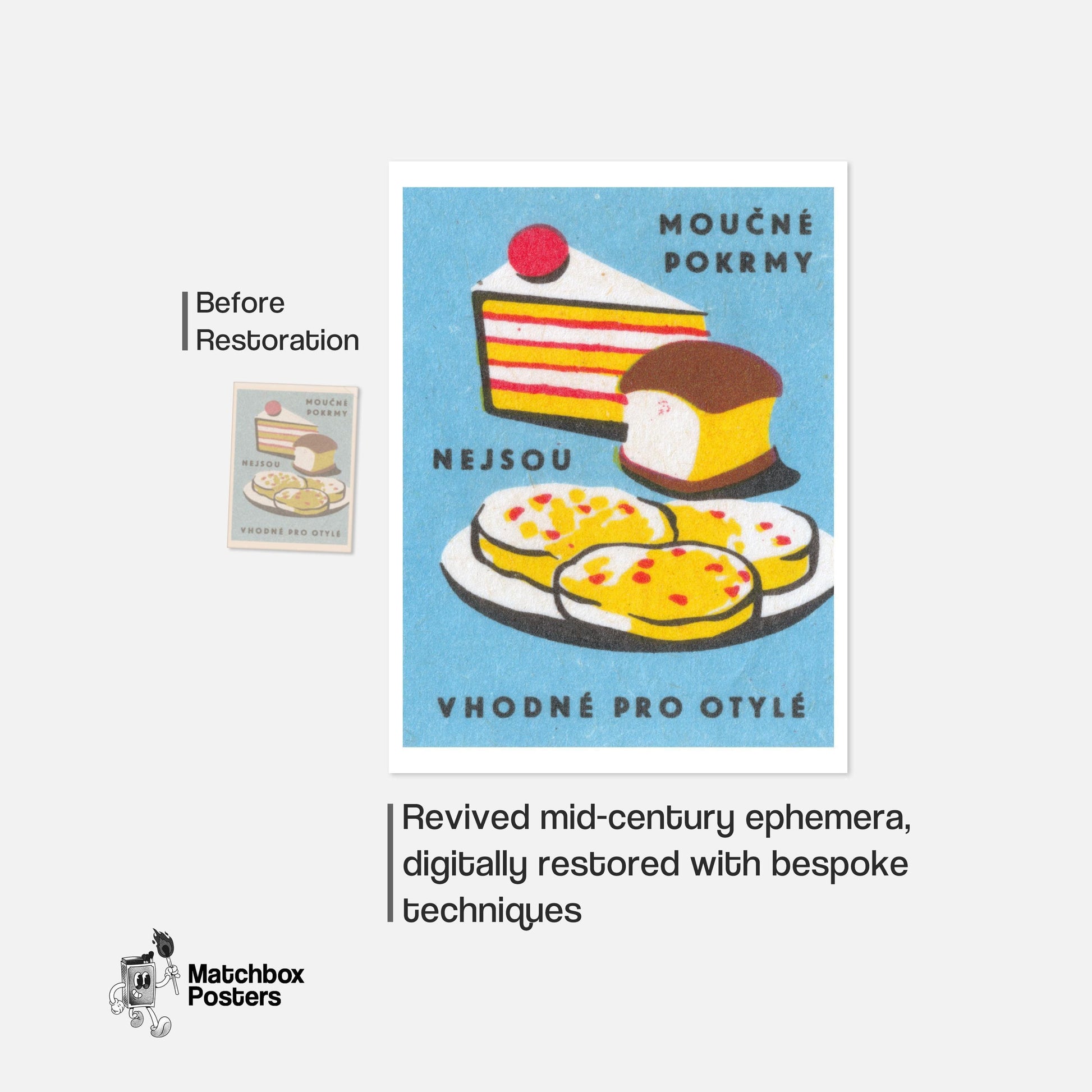 Czech Sweets - vintage matchbox label print - framed wall art preview