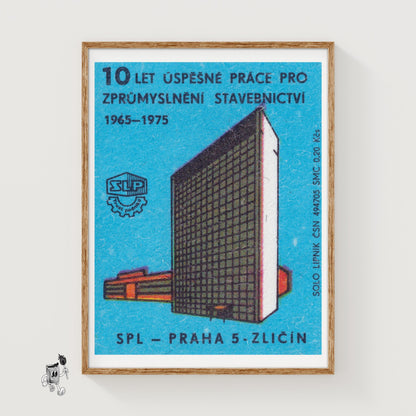 10 Years of The Construction Industry - vintage matchbox label print