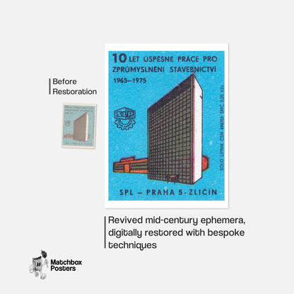10 Years of The Construction Industry - vintage matchbox label print - framed wall art preview