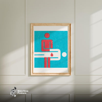 Bleeding Patient - vintage matchbox label print - bedroom mockup
