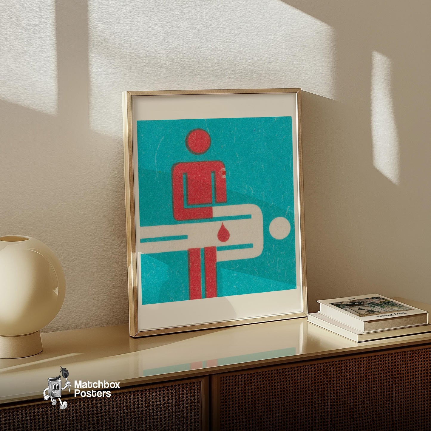 Bleeding Patient - vintage matchbox label print - size comparison
