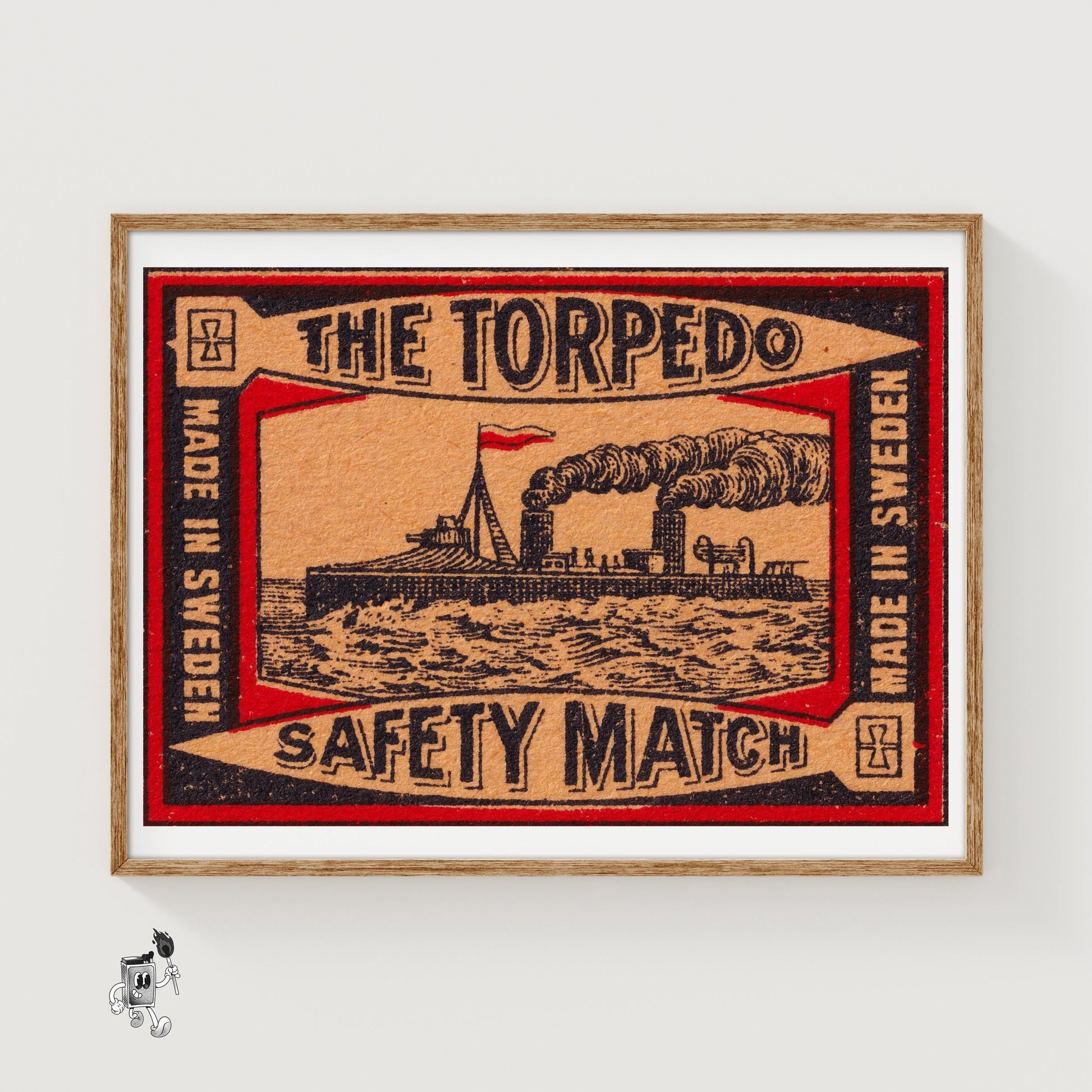 Steamship - vintage matchbox label print