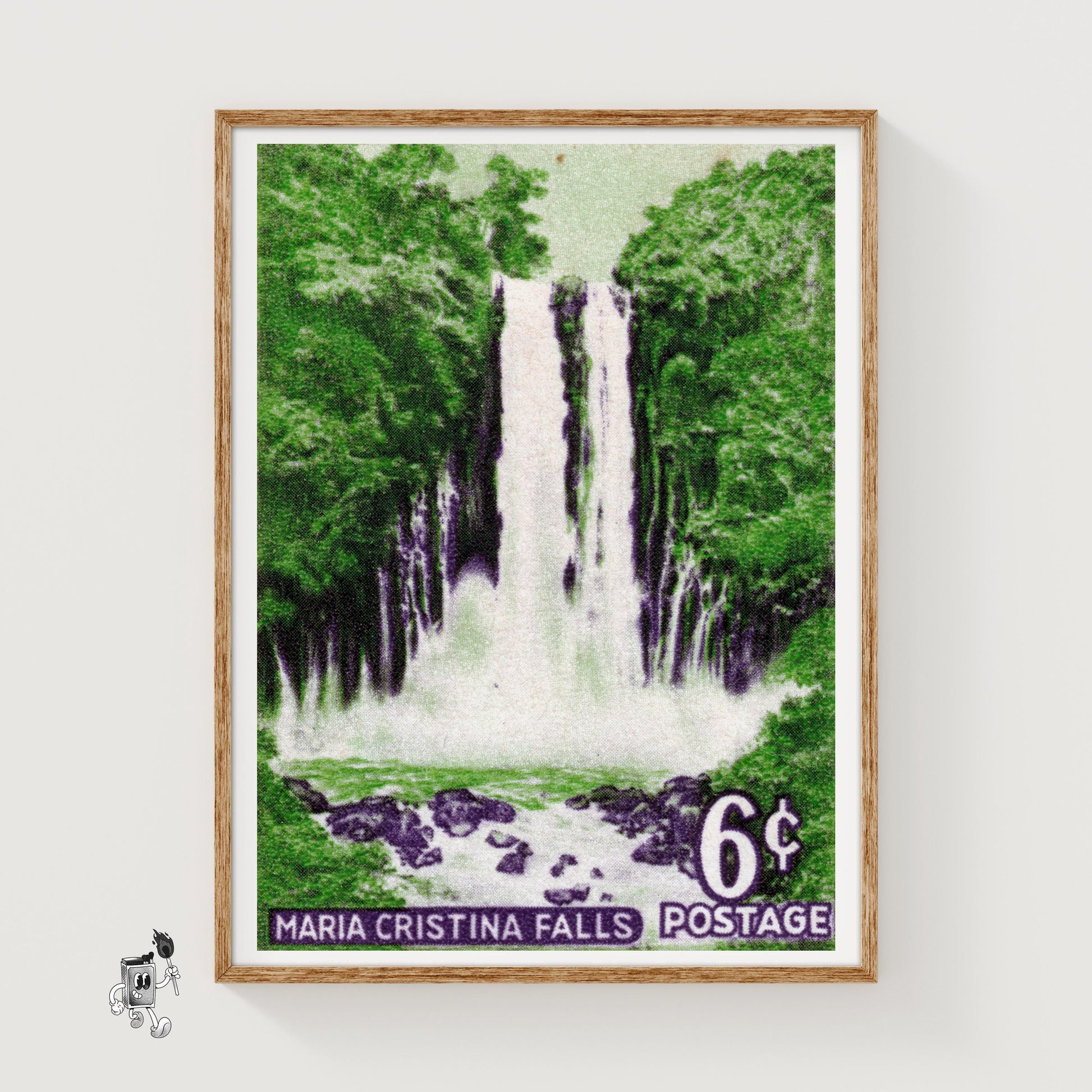 Maria Cristina Falls - vintage matchbox label print