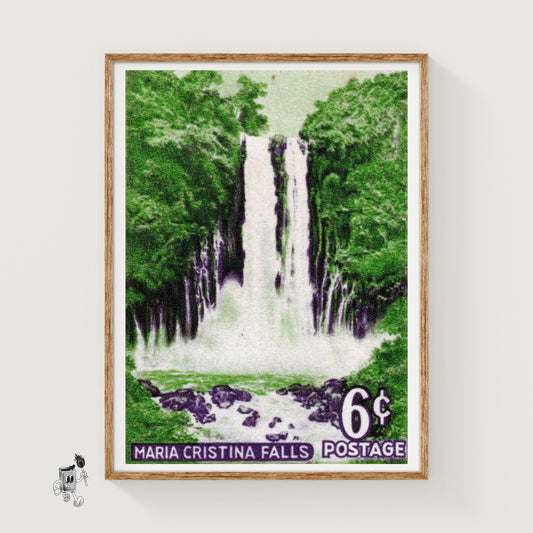 Maria Cristina Falls - vintage matchbox label print
