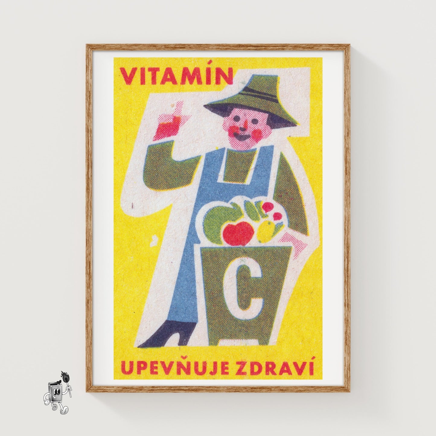 Smiling Farmer - vintage matchbox label print