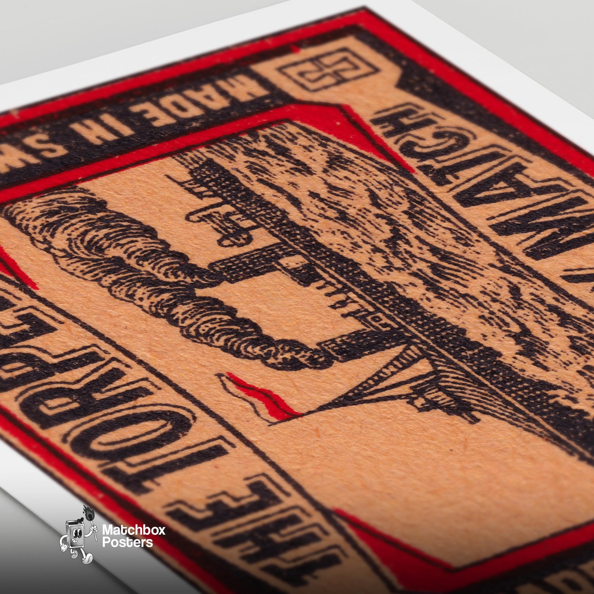 Steamship - vintage matchbox label print - close-up detail