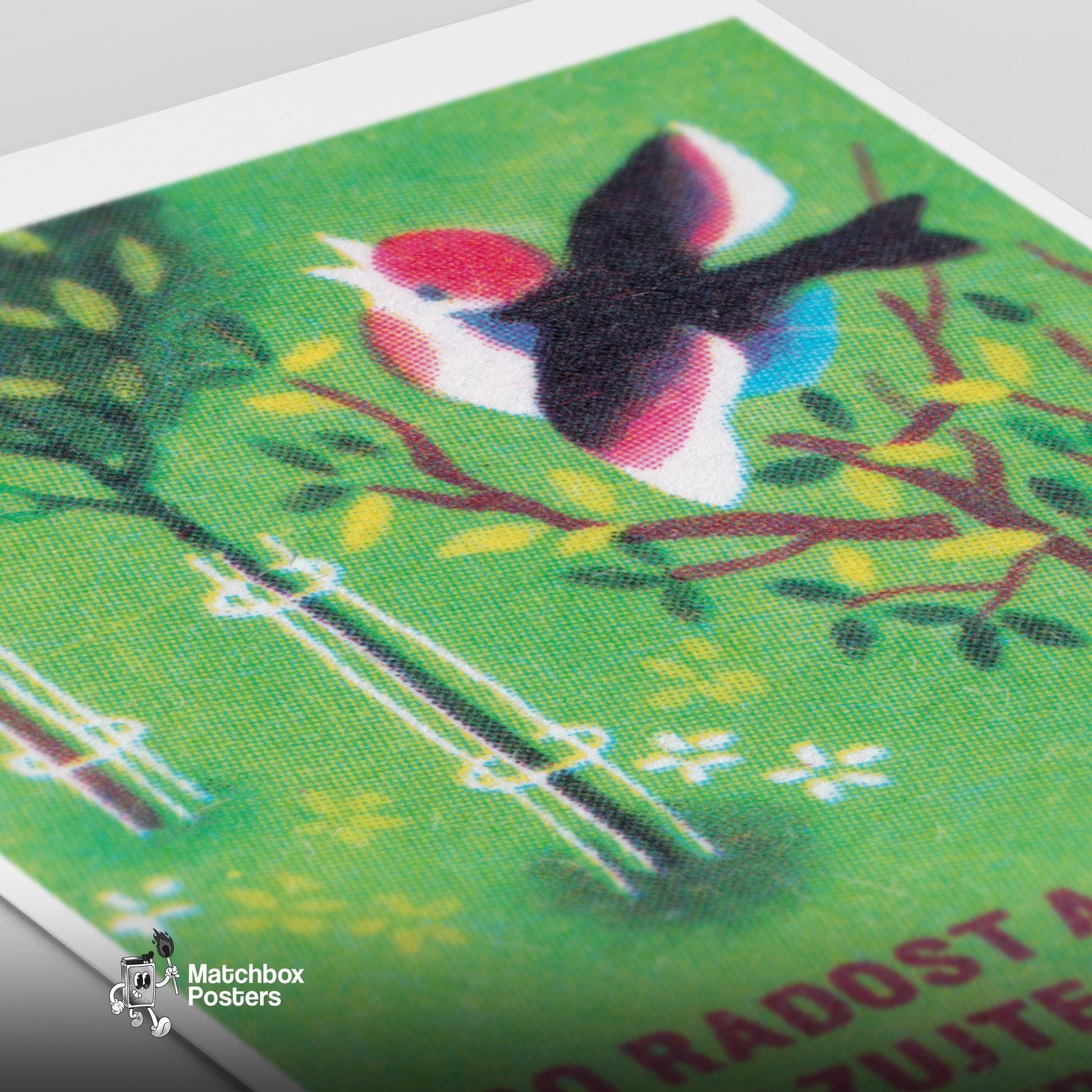 Plant Fruit Trees and Benefit - vintage matchbox label print - close-up detail