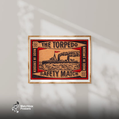 Steamship - vintage matchbox label print - bedroom mockup