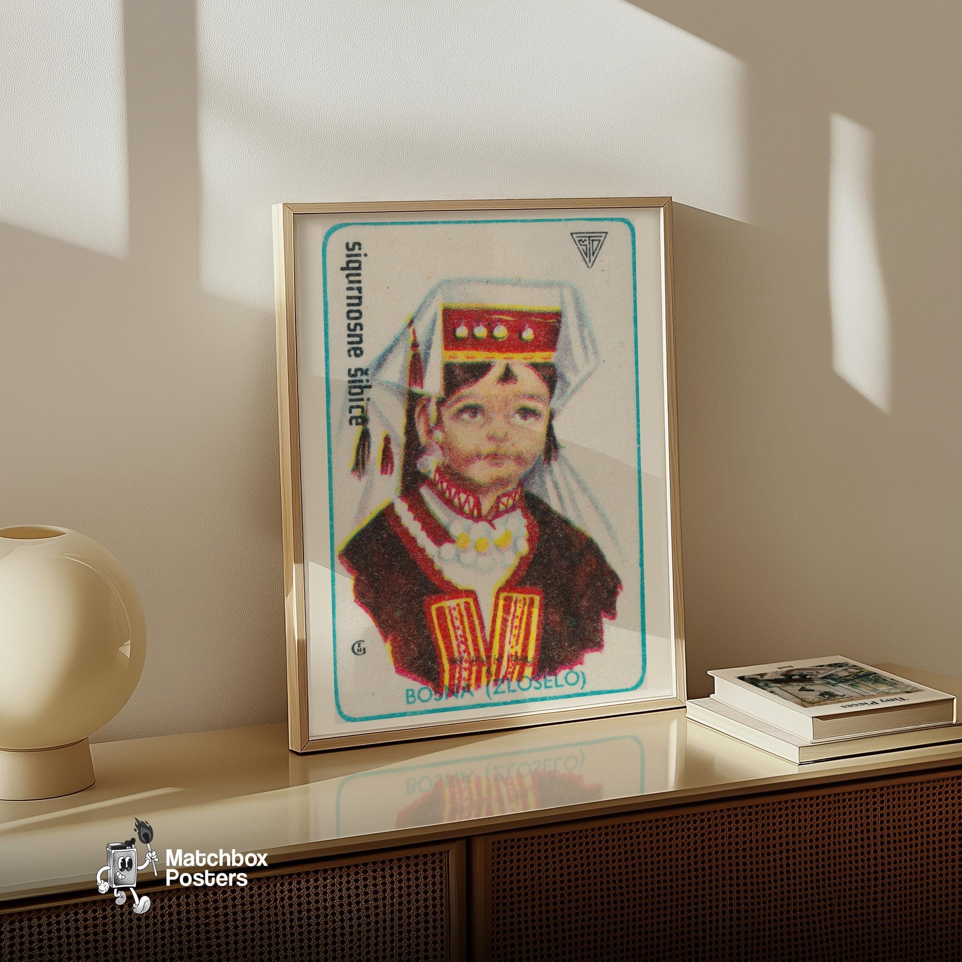 Bosnian Girl - vintage matchbox label print - size comparison