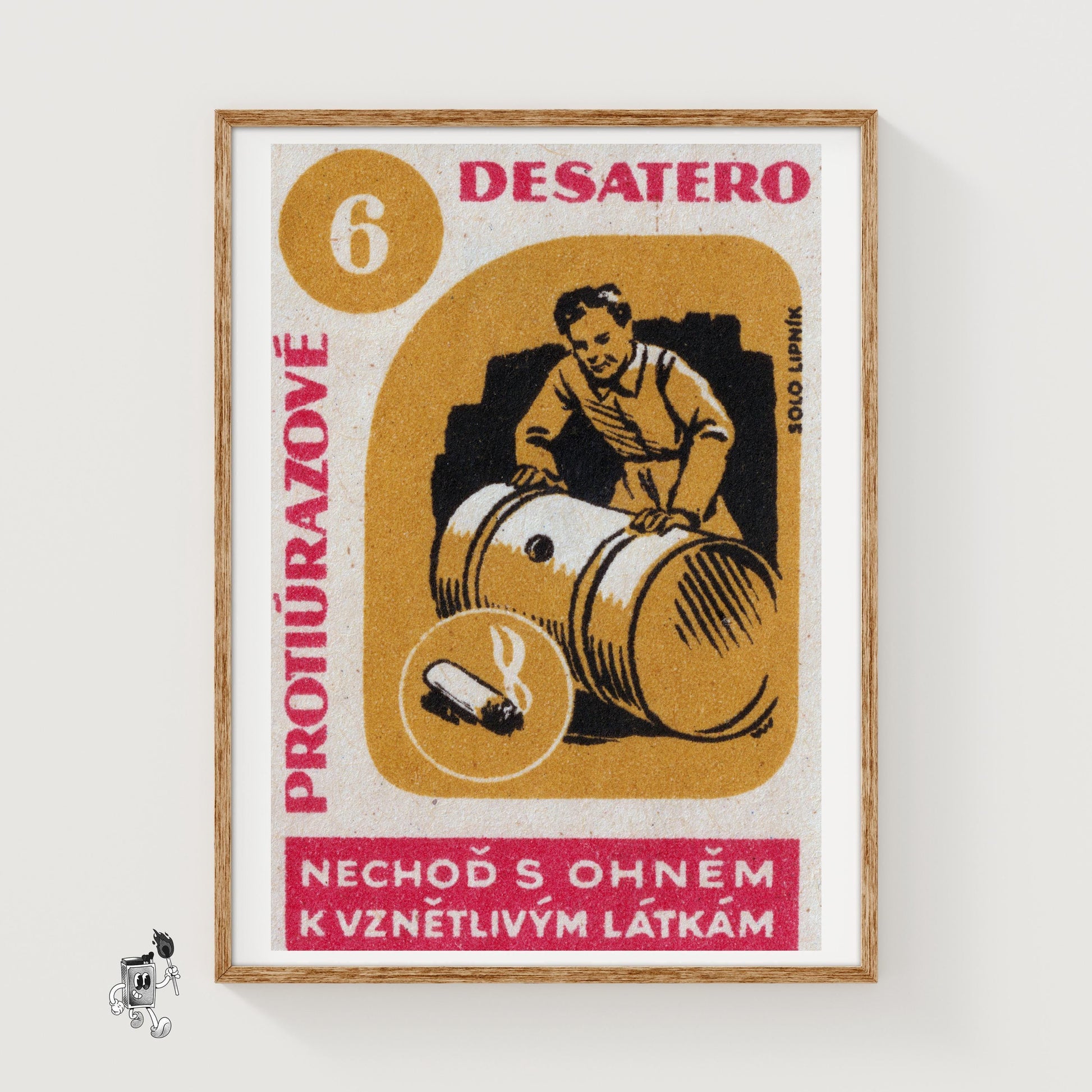 Beware Lit Cigarettes! - vintage matchbox label print