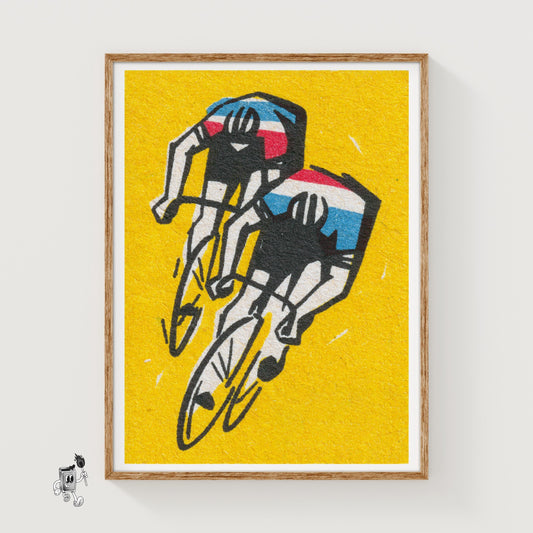 Track Cycling - vintage matchbox label print