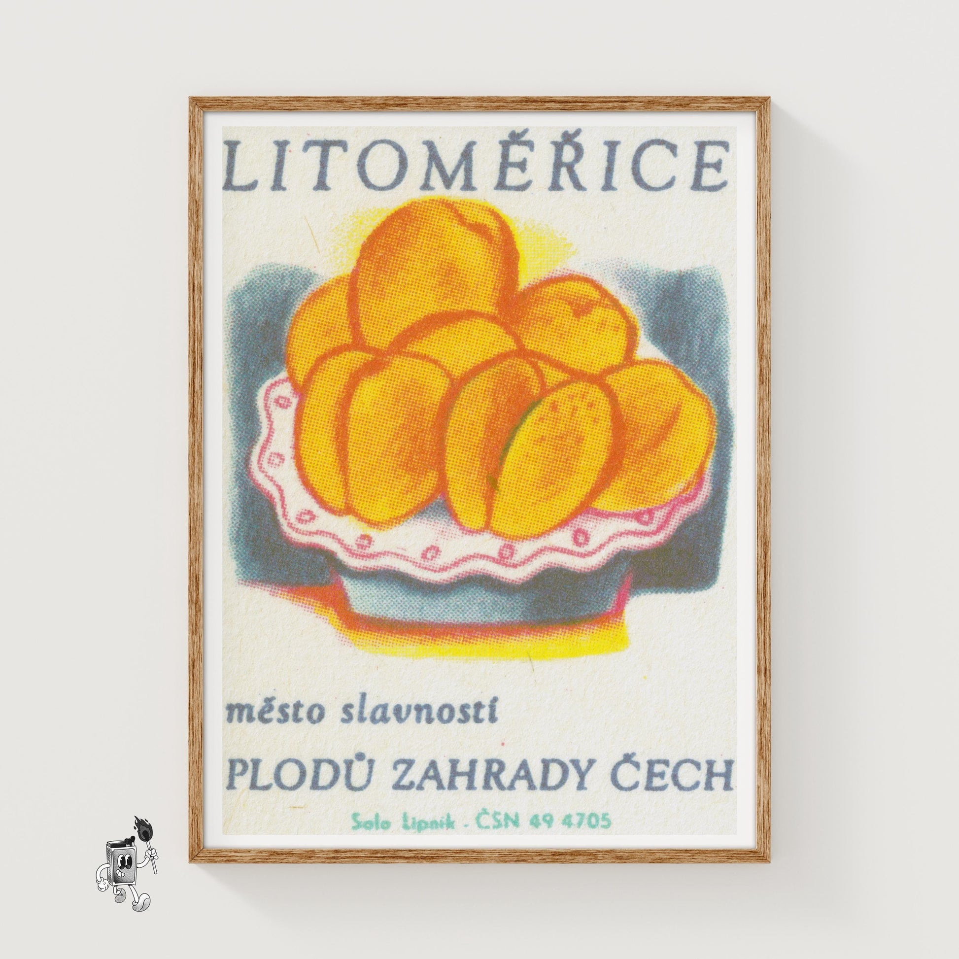 Apricots - vintage matchbox label print