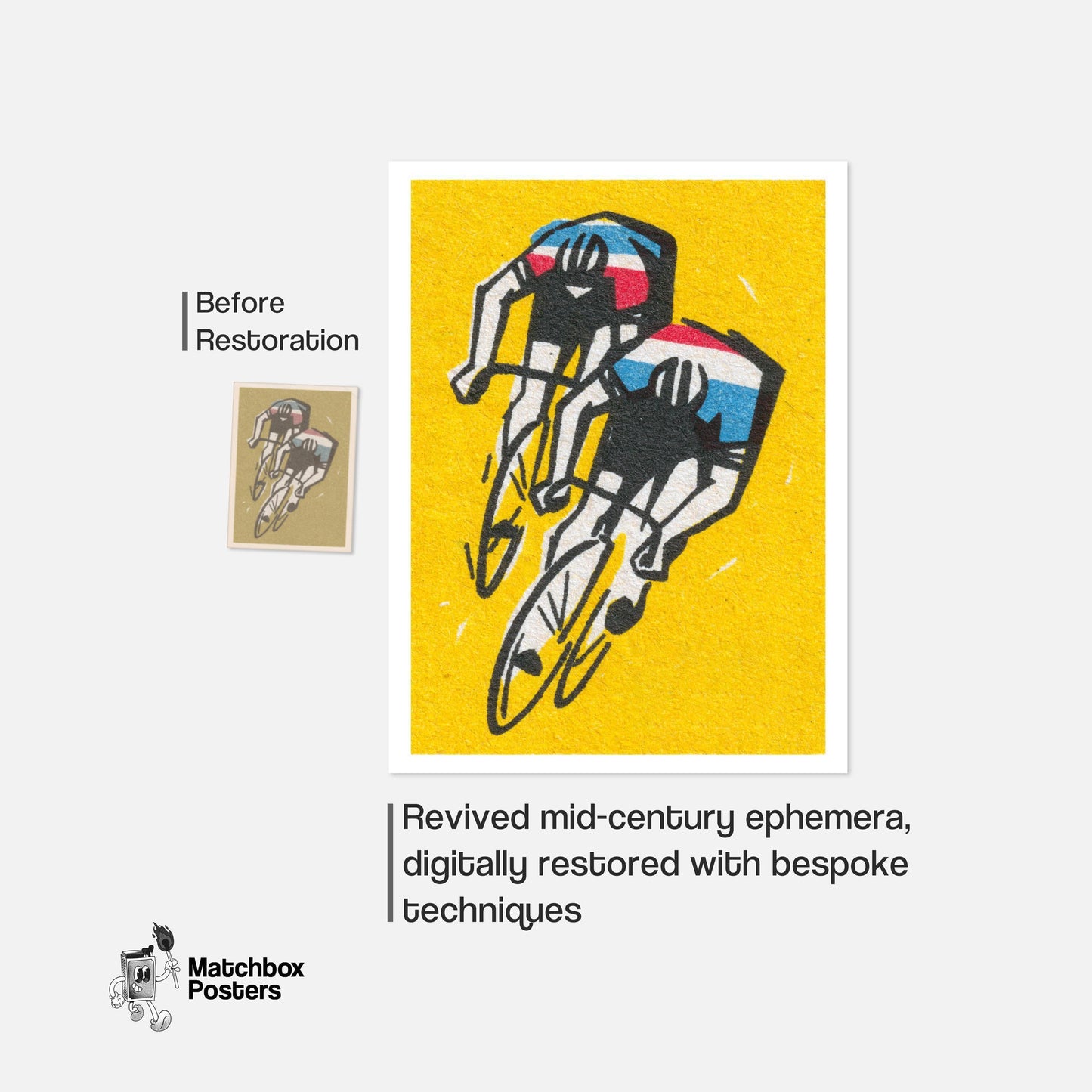 Track Cycling - vintage matchbox label print - framed wall art preview