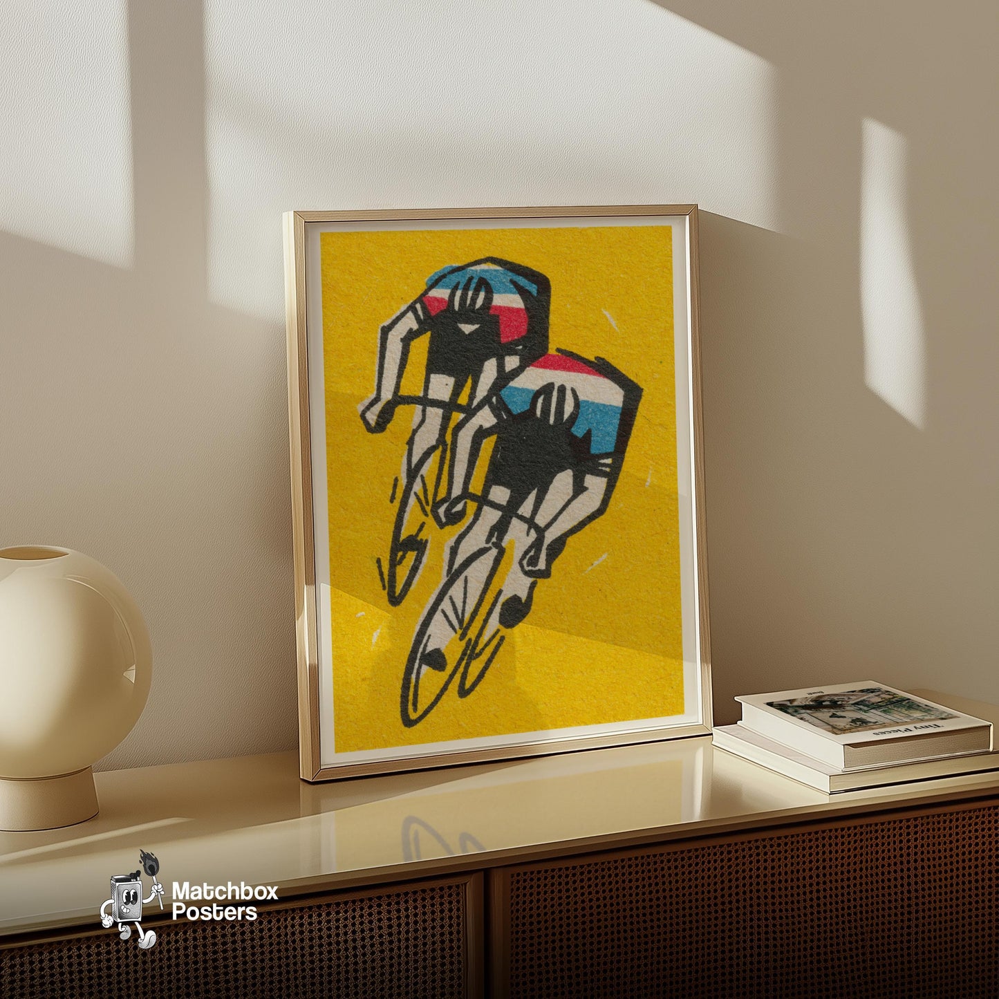 Track Cycling - vintage matchbox label print - size comparison