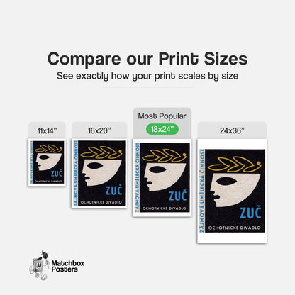 Theater Mask - vintage matchbox label print - gallery wall preview