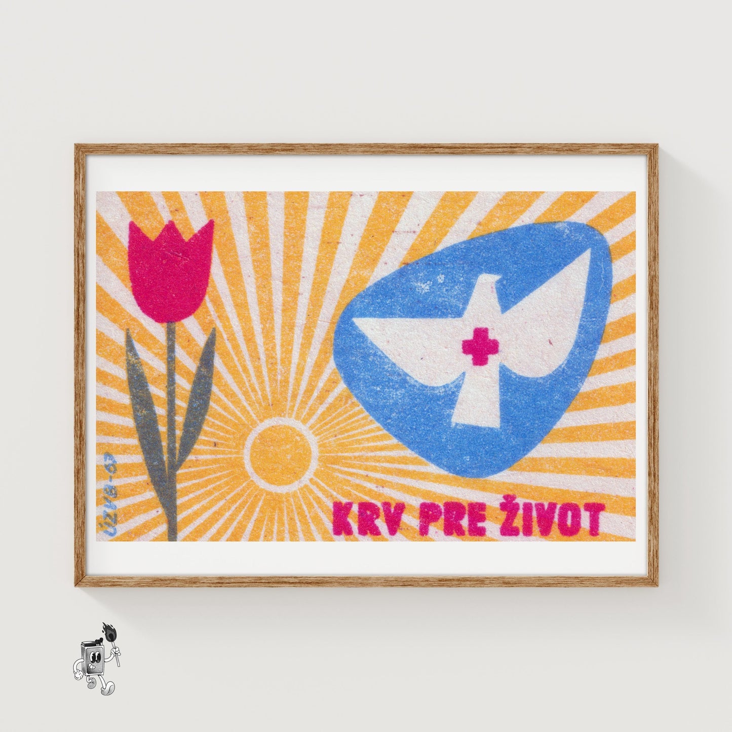 Dove with Red Cross - vintage matchbox label print