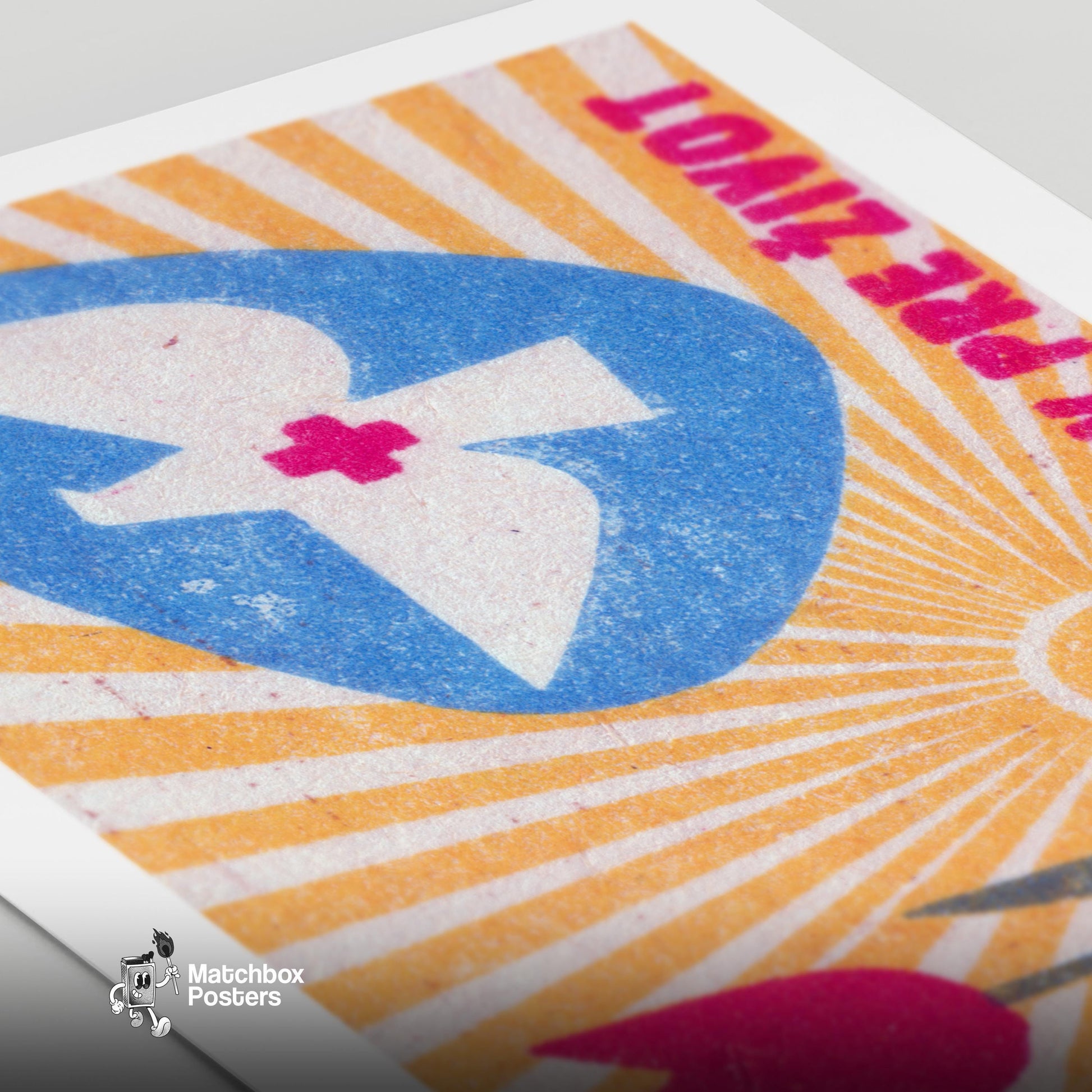 Dove with Red Cross - vintage matchbox label print - close-up detail