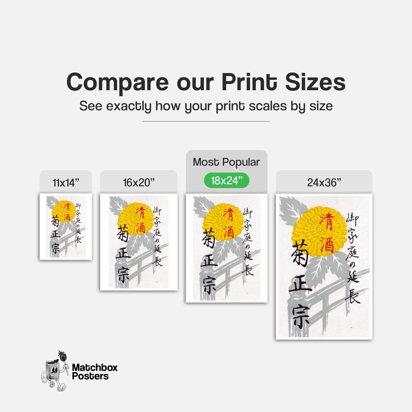 Yellow Chrysanthemum - vintage matchbox label print - gallery wall preview