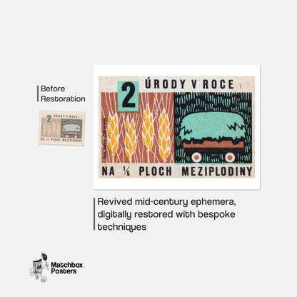 Wheat Harvest - vintage matchbox label print - framed wall art preview