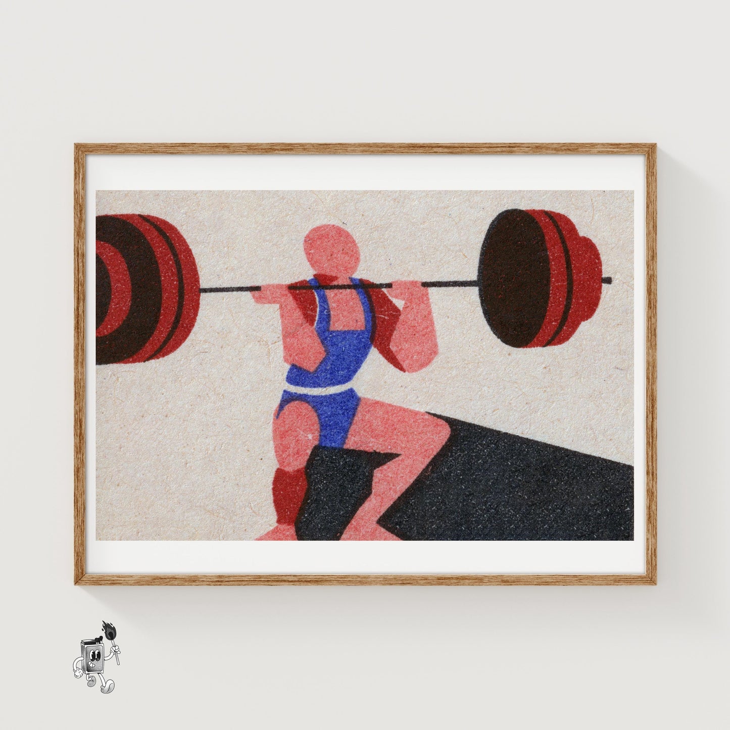 Weightlifter - vintage matchbox label print
