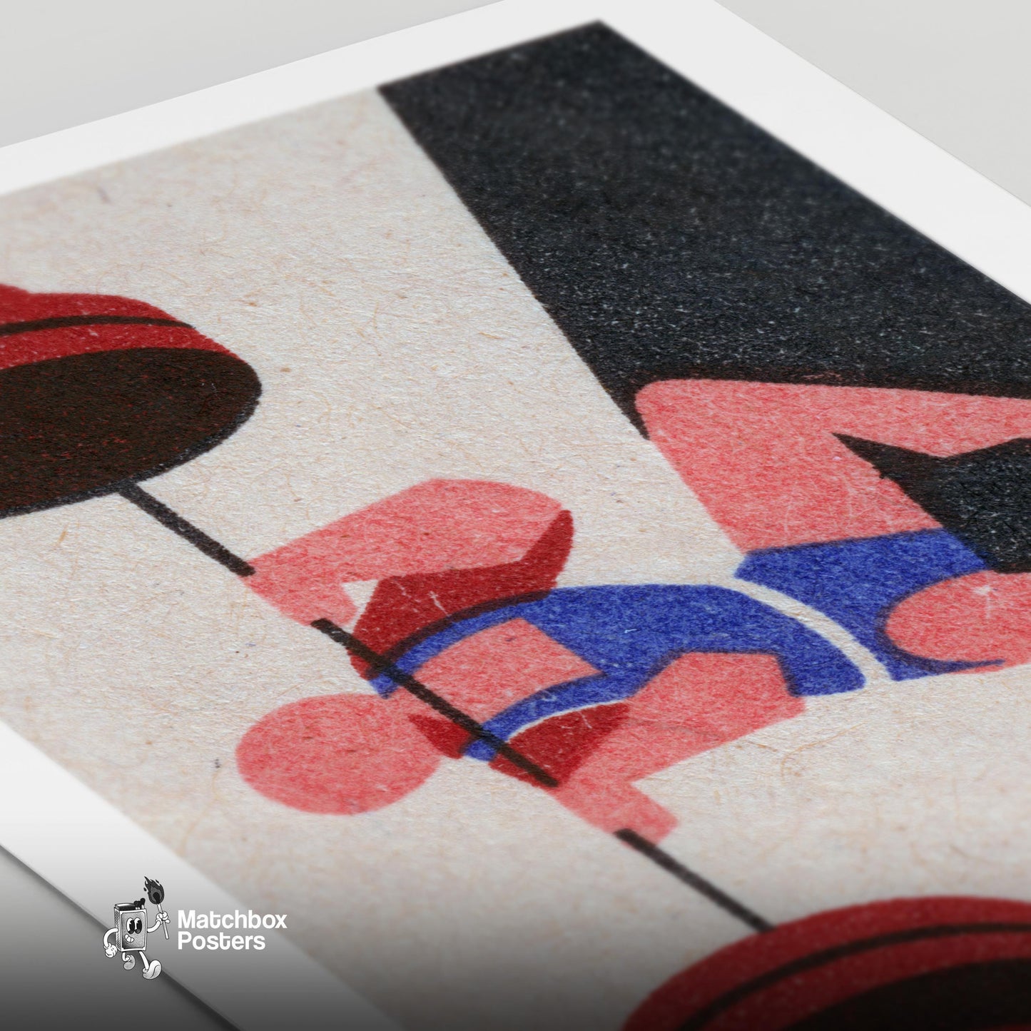 Weightlifter - vintage matchbox label print - close-up detail