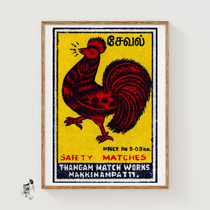 Red Rooster - vintage matchbox label print