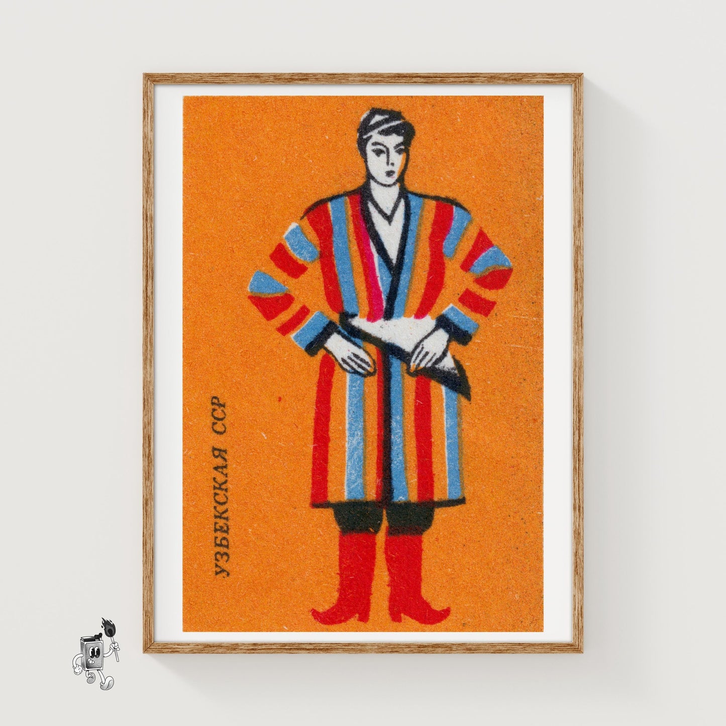 Person Soviet Union Mid-Century Matchbox Label - vintage matchbox label print
