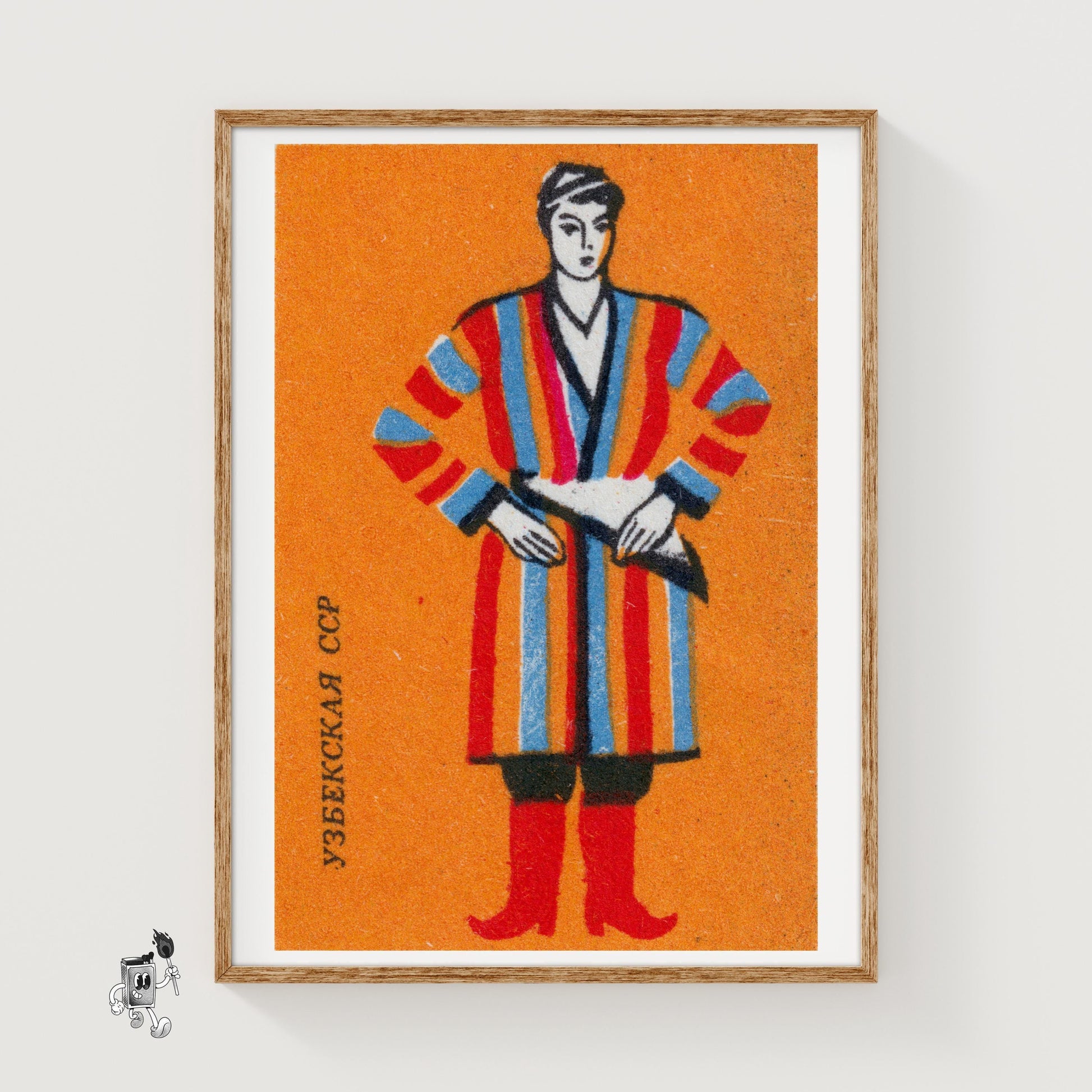 Person Soviet Union Mid-Century Matchbox Label - vintage matchbox label print
