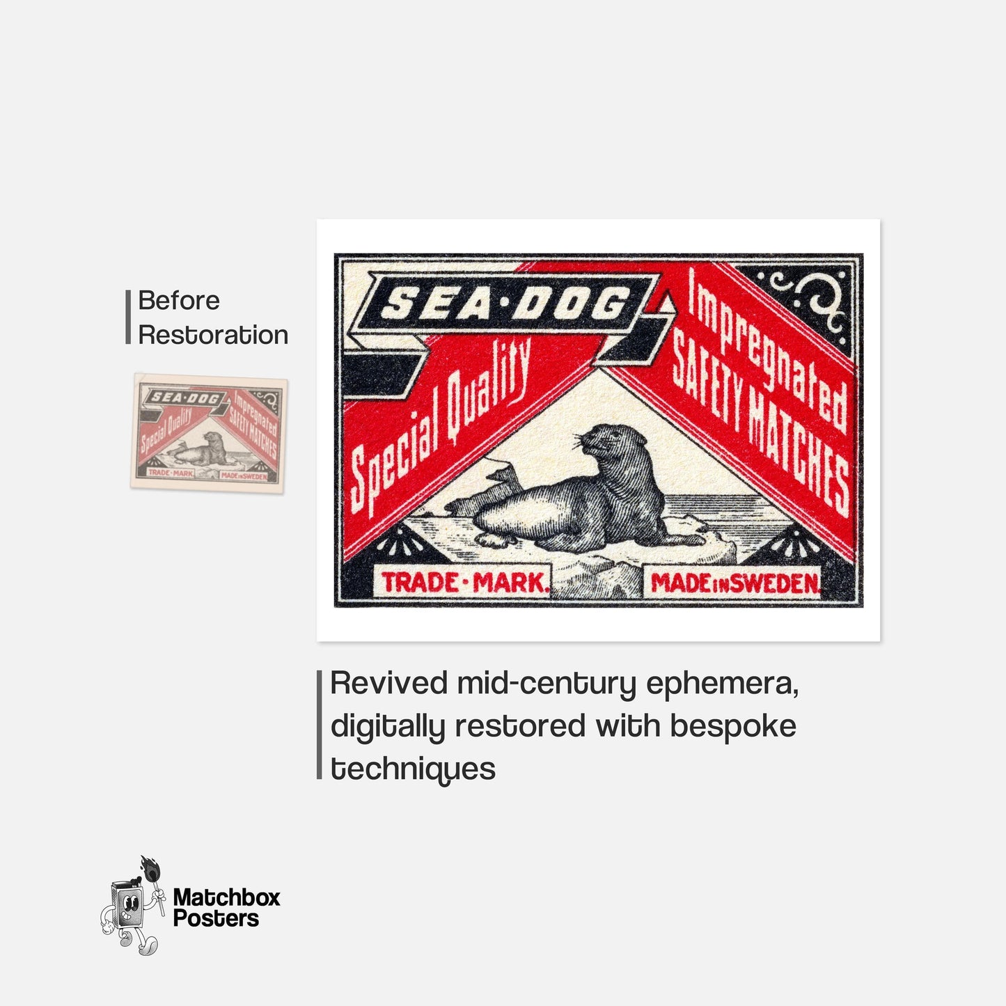 Swedish Matchbox Print - vintage matchbox label print - framed wall art preview