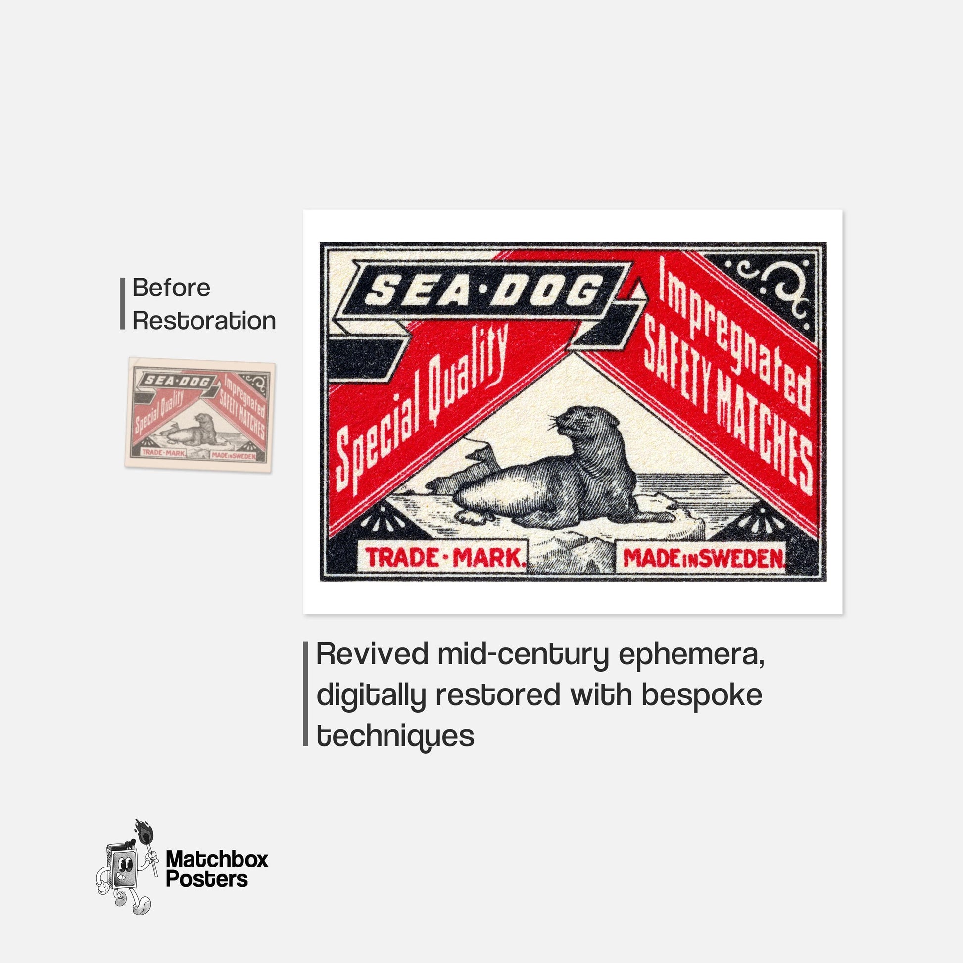 Swedish Matchbox Print - vintage matchbox label print - framed wall art preview