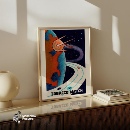 Space Highway - vintage matchbox label print - size comparison