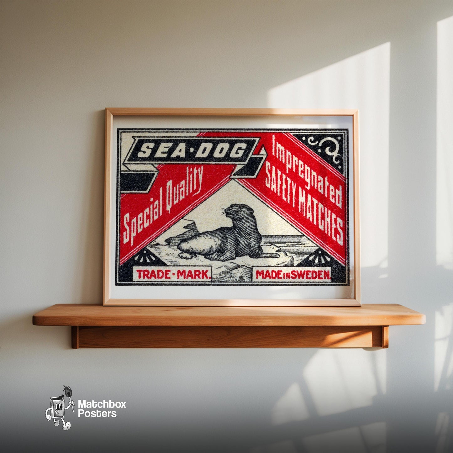 Swedish Matchbox Print - vintage matchbox label print - size comparison