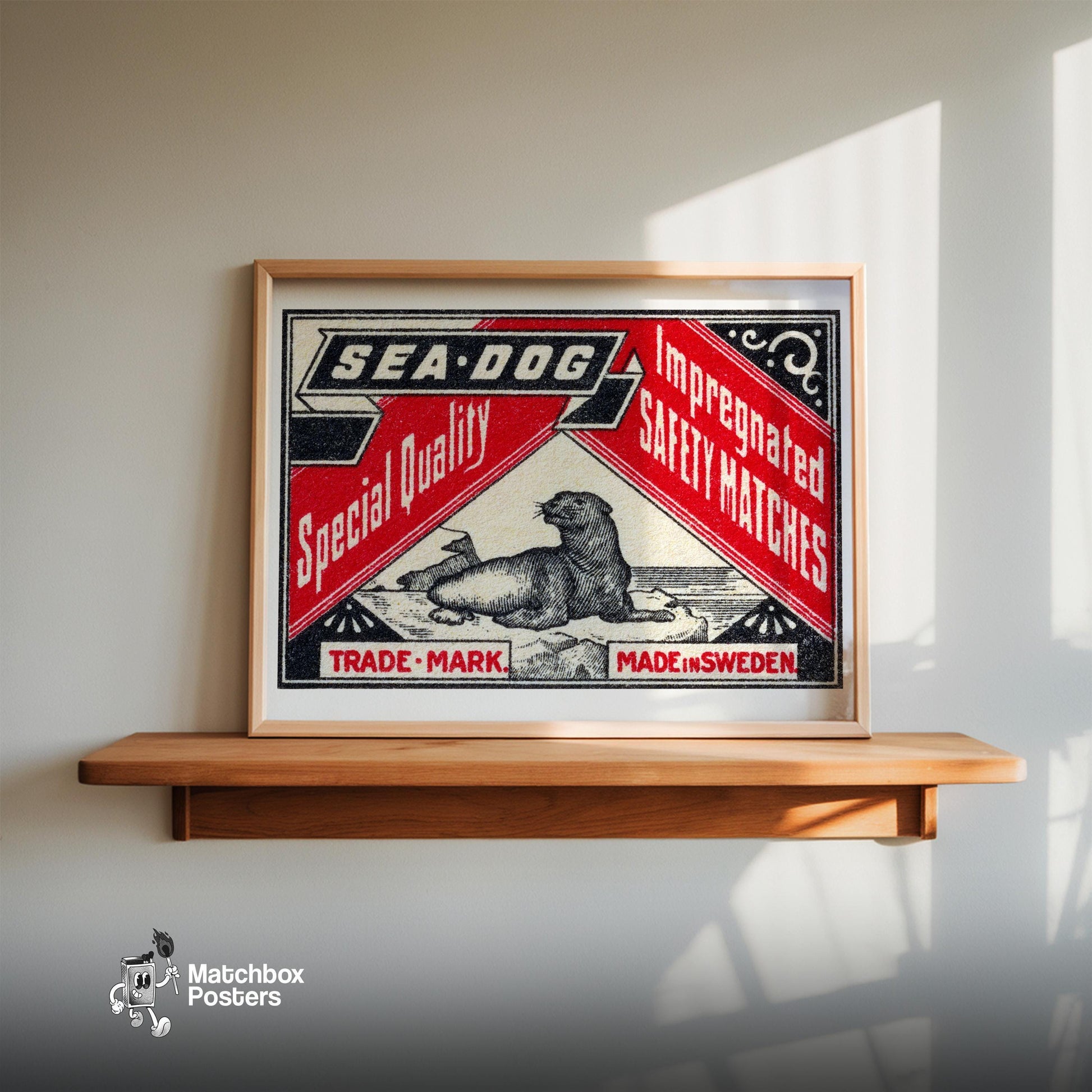 Swedish Matchbox Print - vintage matchbox label print - size comparison
