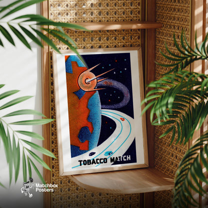 Space Highway - vintage matchbox label print - office wall