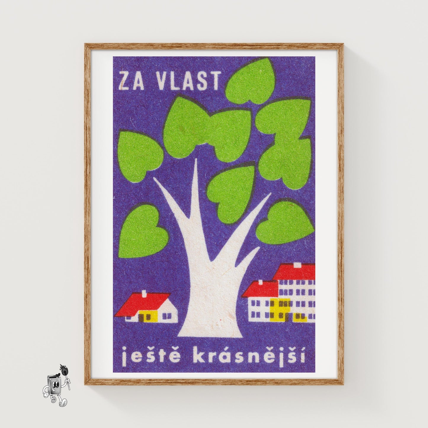 White Tree - vintage matchbox label print