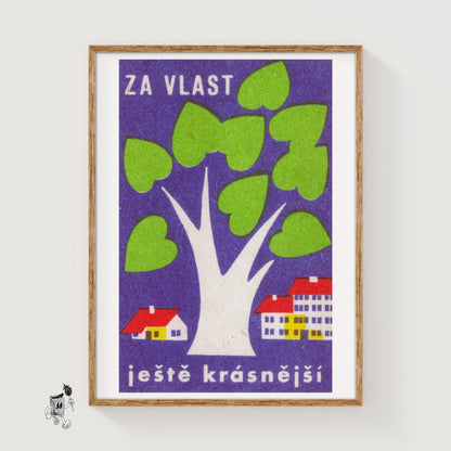 White Tree - vintage matchbox label print