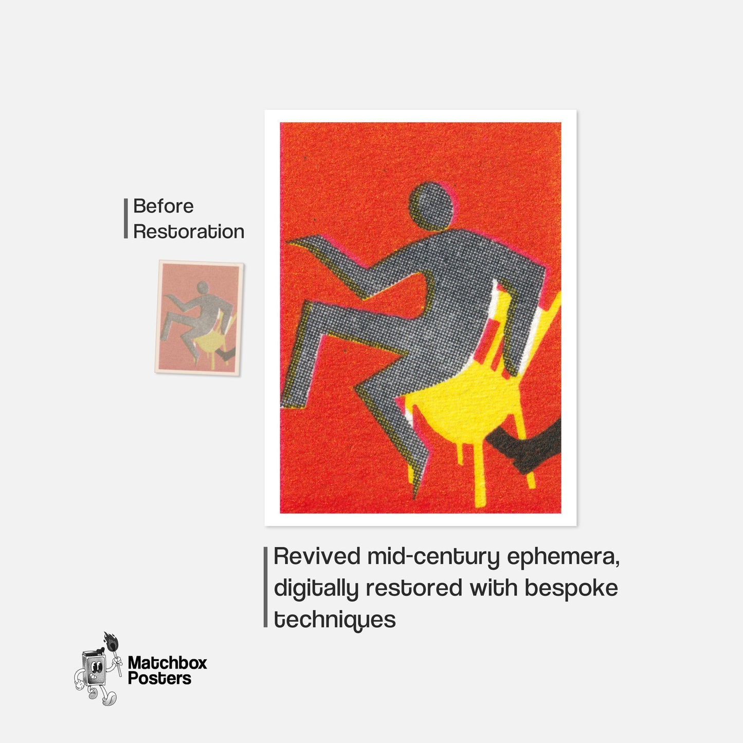 Abstract Figure - vintage matchbox label print - framed wall art preview