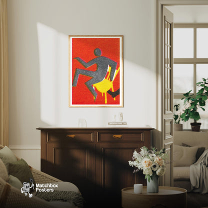 Abstract Figure - vintage matchbox label print - living room mockup