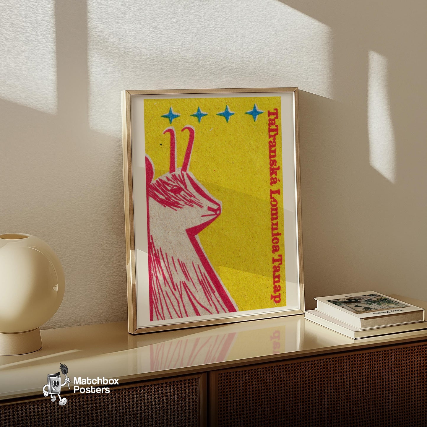 Red Goat - vintage matchbox label print - size comparison