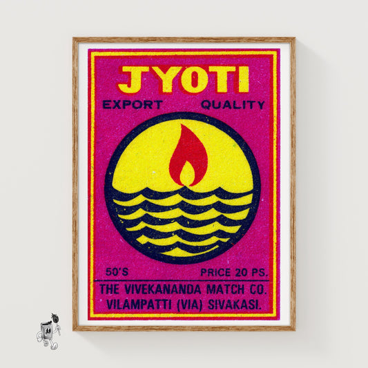 Red Flame - vintage matchbox label print