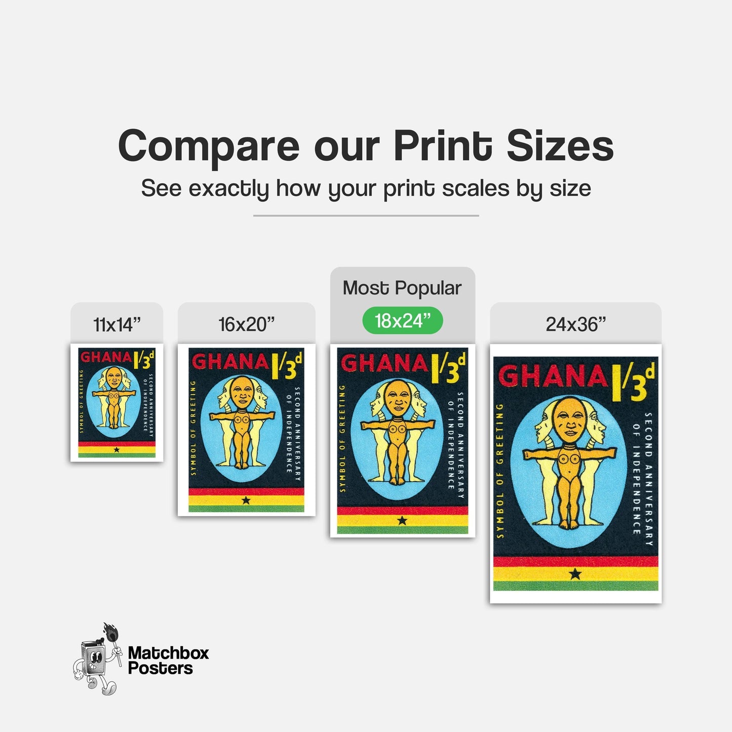 Three-Faced Figure - vintage matchbox label print - gallery wall preview